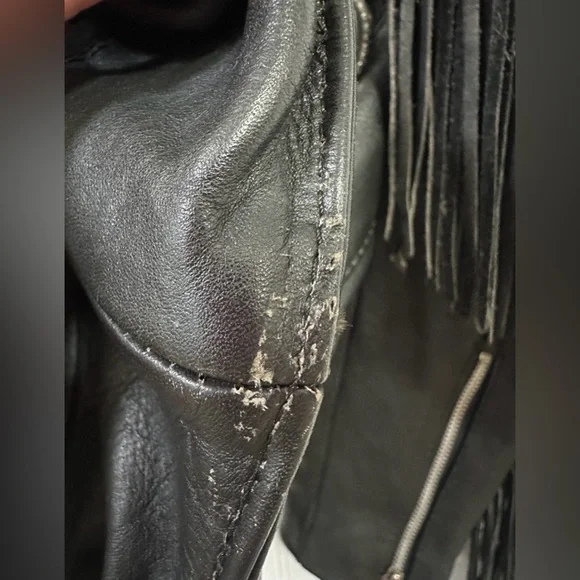 VTG Women’s Pro-Sports Leather Moto Jacket Fringe Conchos Roses Cinched Waist - Picture 9 of 15